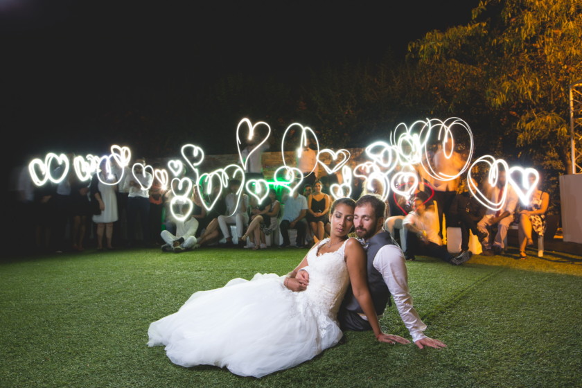 Photo lightpainting lors d'un mariage