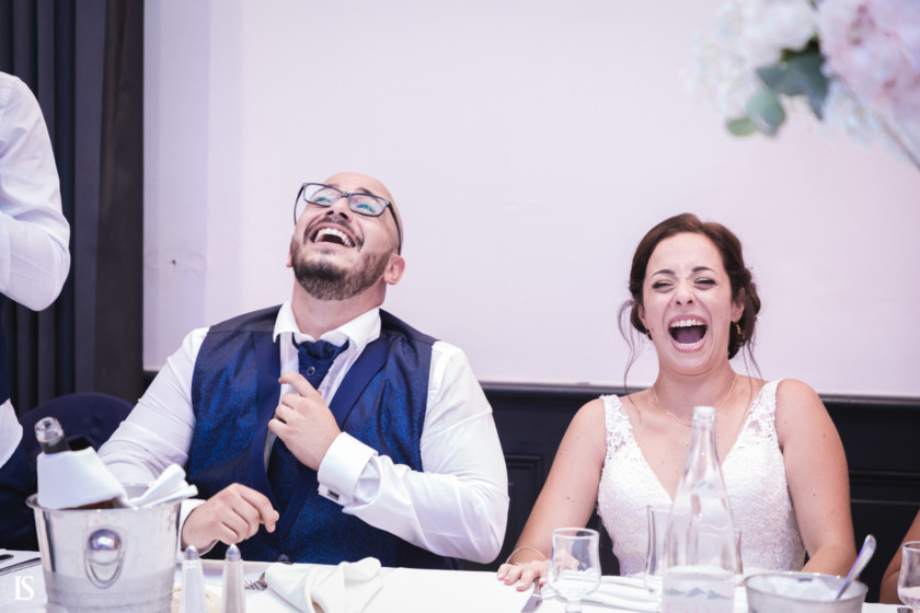 Photo mariage soirée rires
